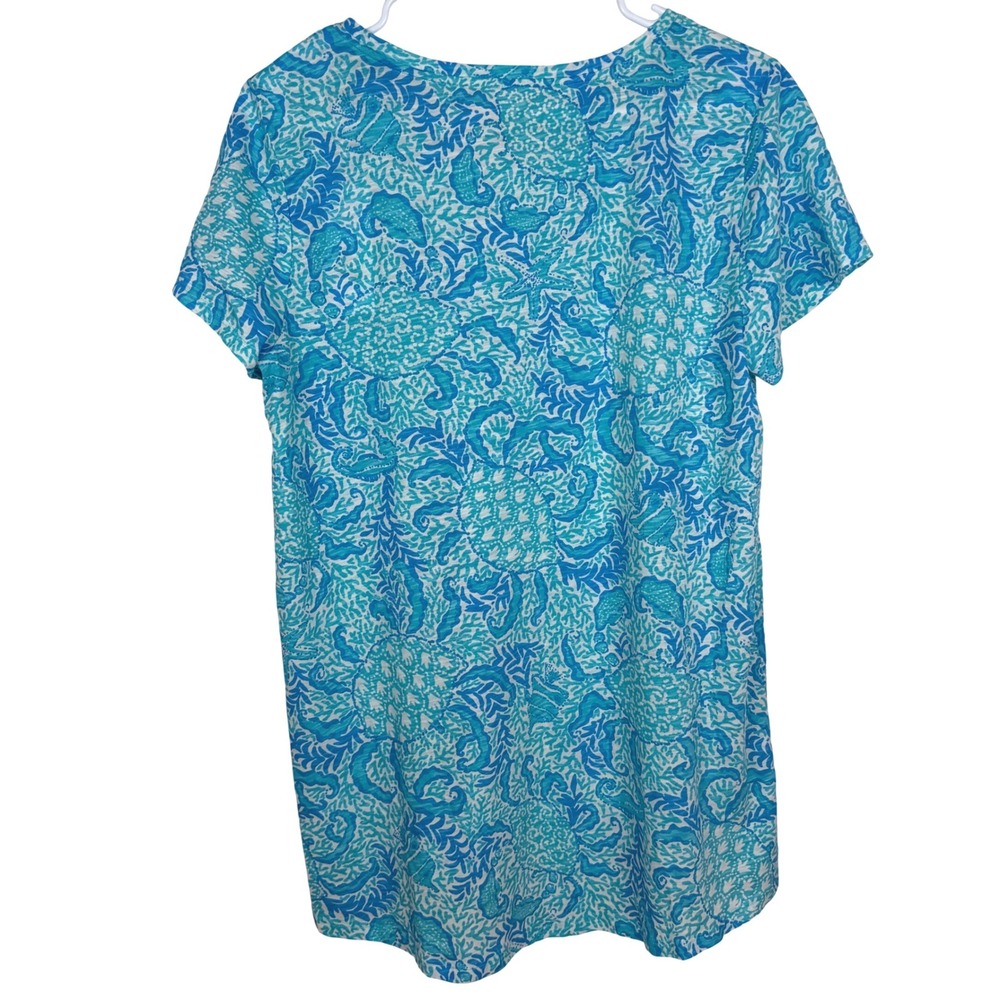 Lilly Pulitzer Blue Etta Scoop Neck LARGE Shirt Goombay Grooves Coastal NWT - Picture 4 of 10